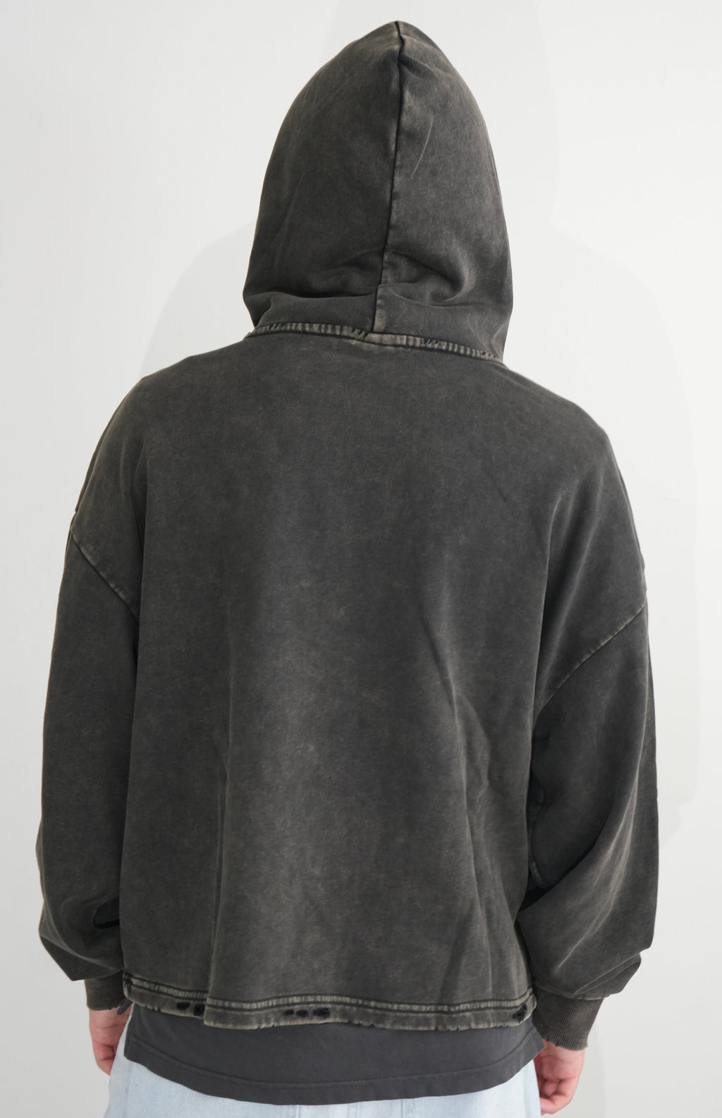 Inner Focus Vintage Washed Frayed-Hem Hoodie