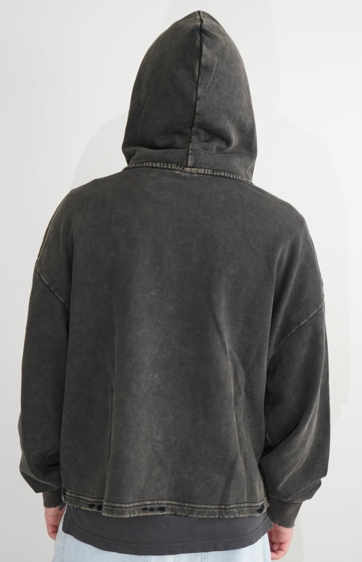Inner Focus Vintage Washed Frayed-Hem Hoodie
