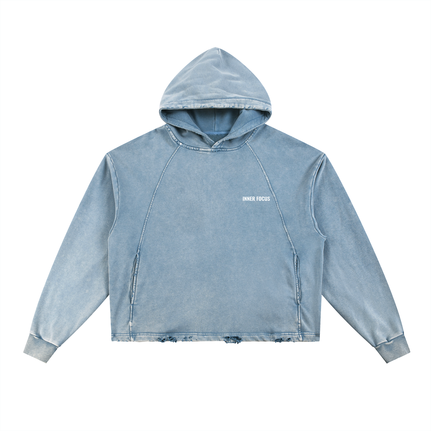 Inner Focus Vintage Washed Frayed-Hem Hoodie