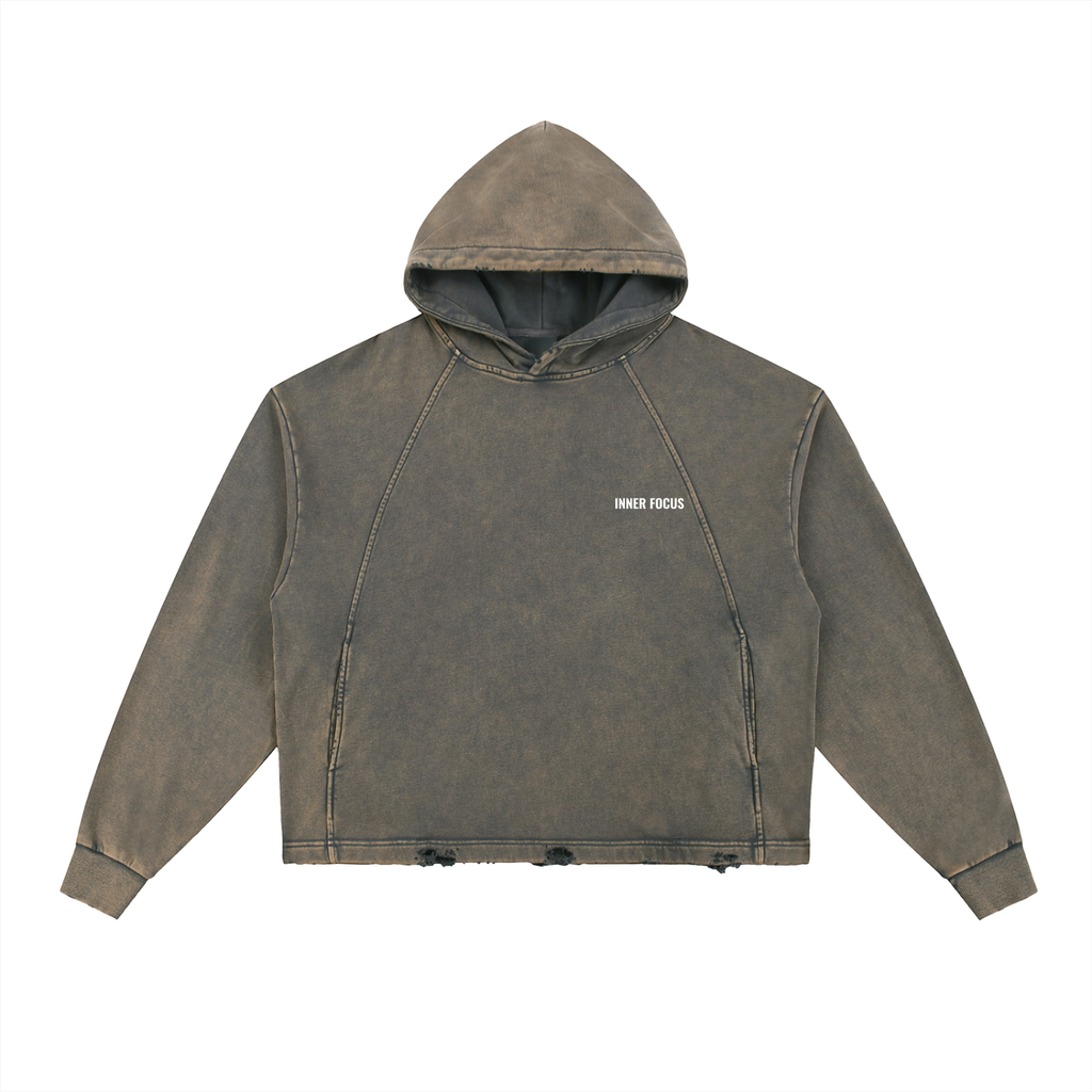 Inner Focus Vintage Washed Frayed-Hem Hoodie