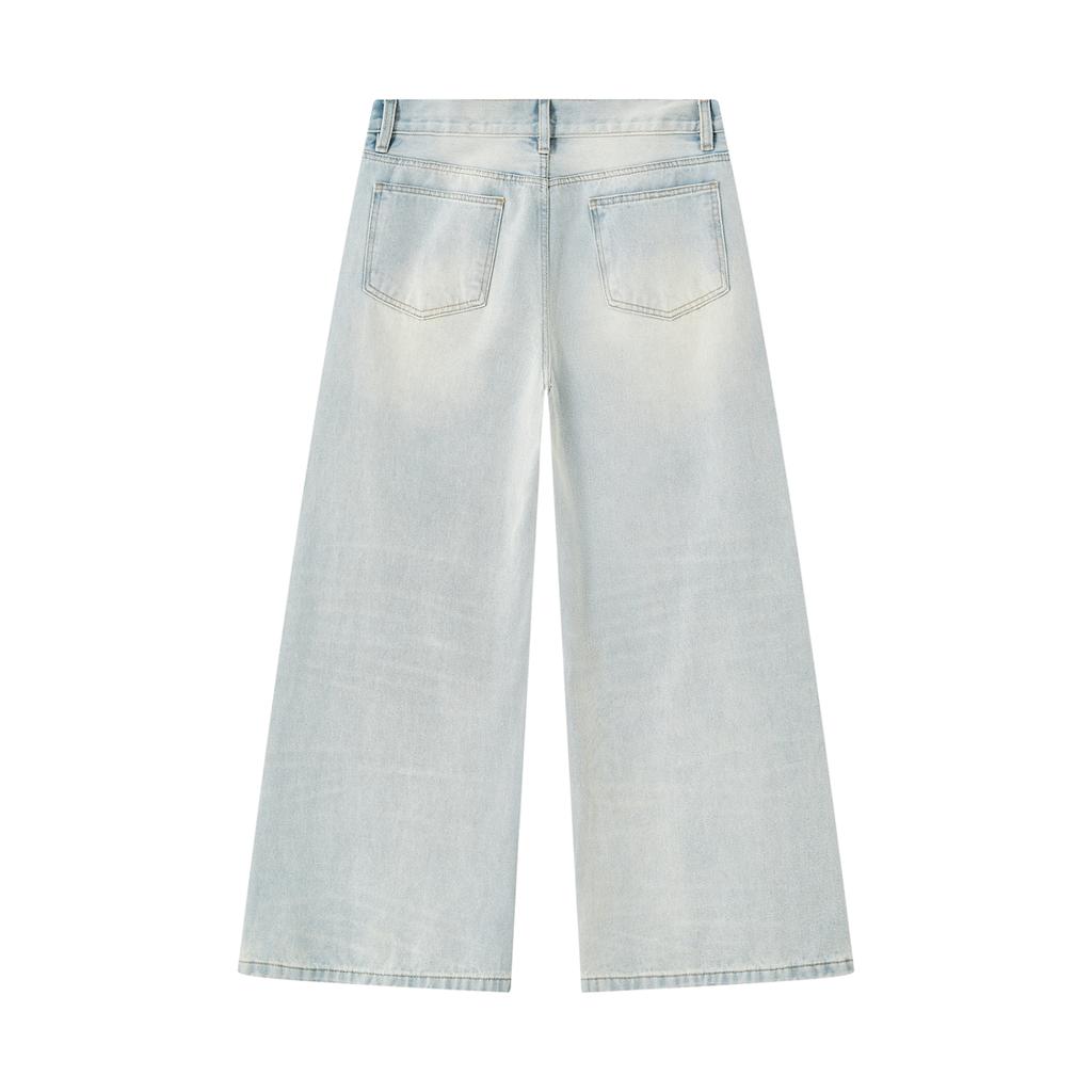 INNER FOCUS Vintage Wash Wide Leg Denim Jeans