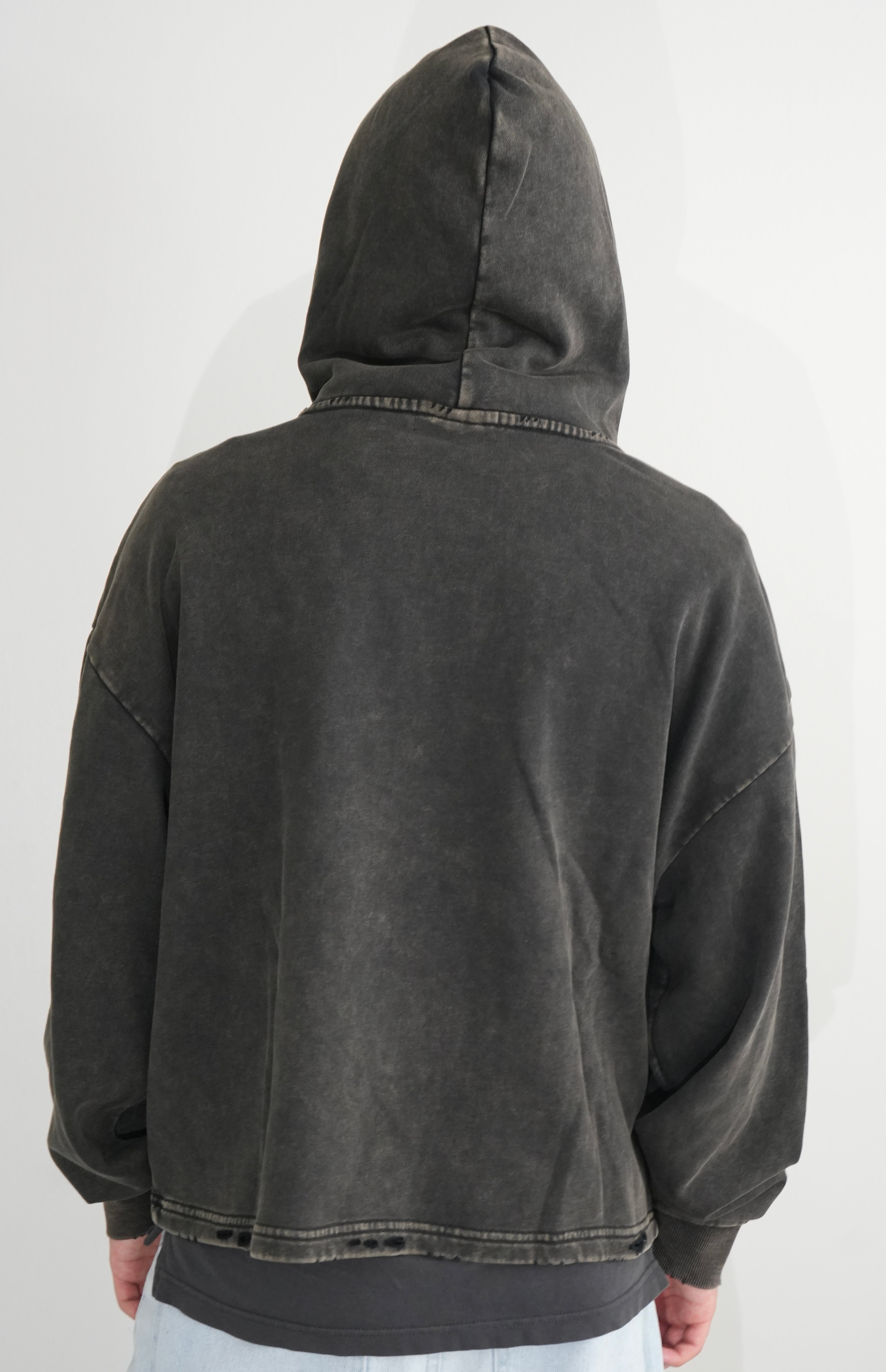 Inner Focus Vintage Washed Frayed-Hem Hoodie