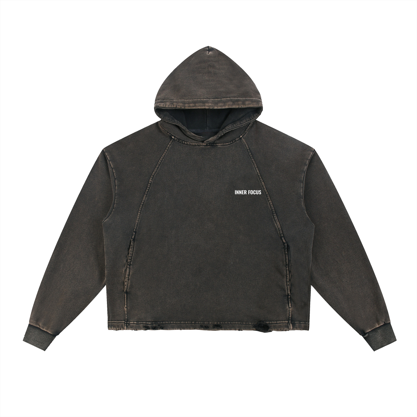 Inner Focus Vintage Washed Frayed-Hem Hoodie