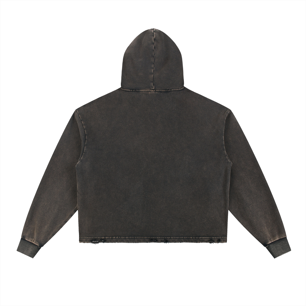 Inner Focus Vintage Washed Frayed-Hem Hoodie